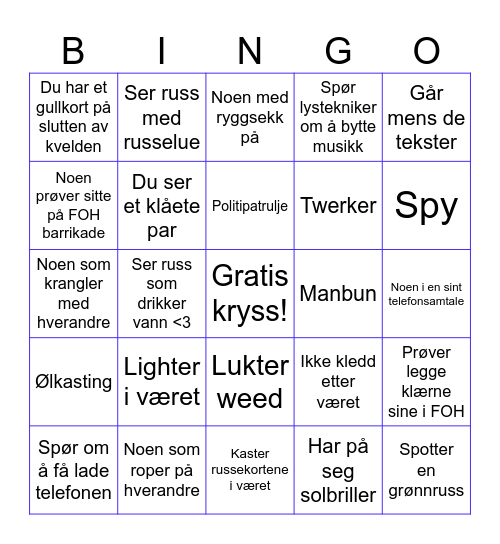 Russebingo vol 2! Bingo Card