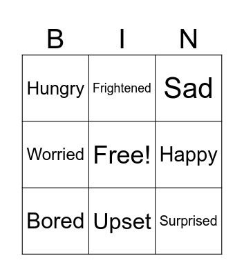 Feelings bingo! Bingo Card
