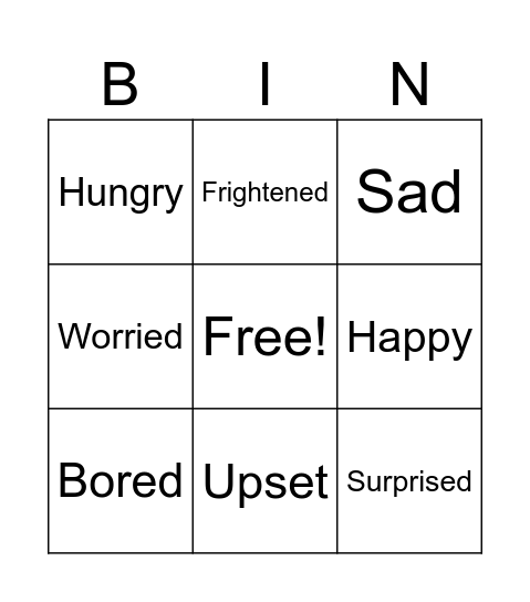 Feelings bingo! Bingo Card