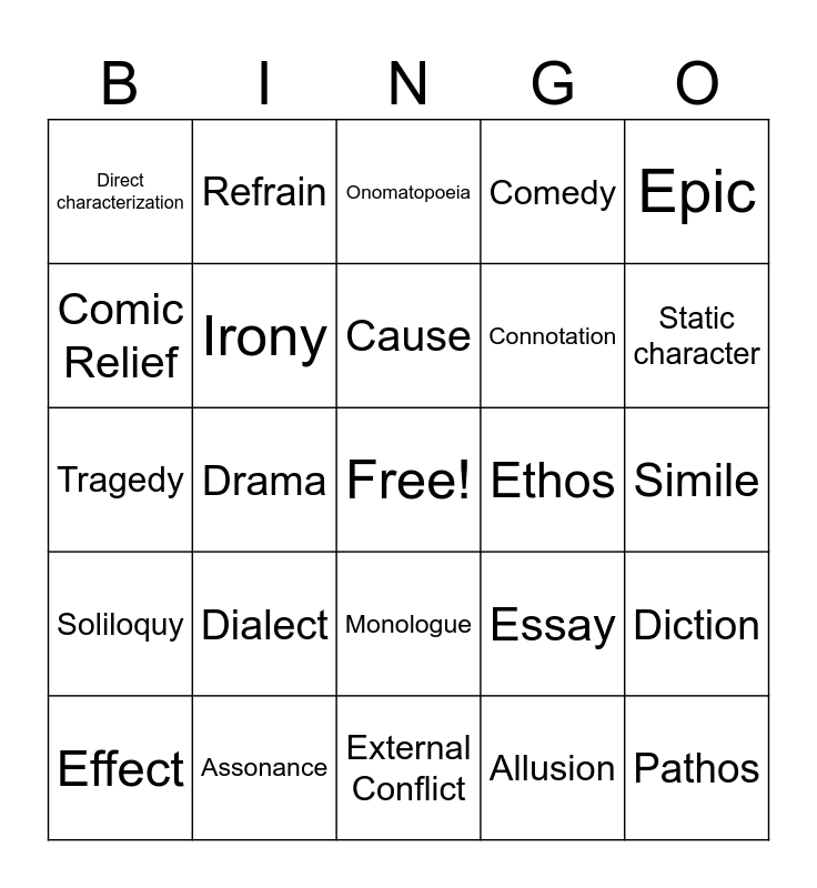 EOC Bingo! Bingo Card