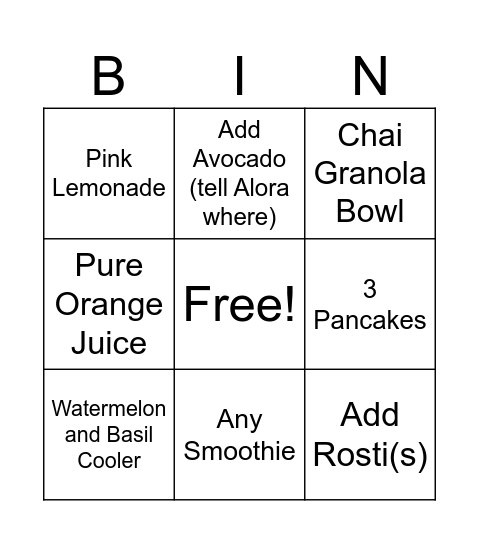 Cosy Morning Bingo Card