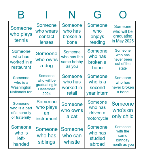 Human Bingo Card