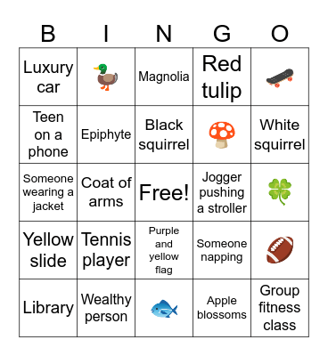 Westmount Park Bingo Card