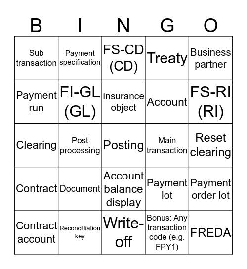 FS-CD Training Bingo Card