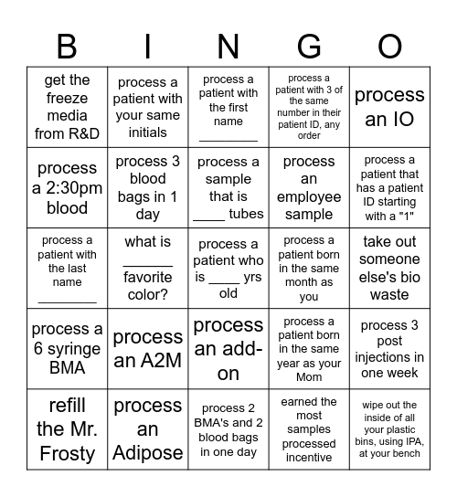 LAB BINGO Card