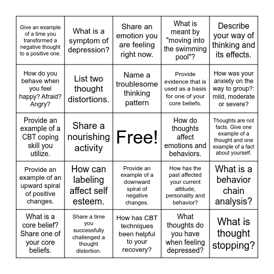 CBT Bingo Card