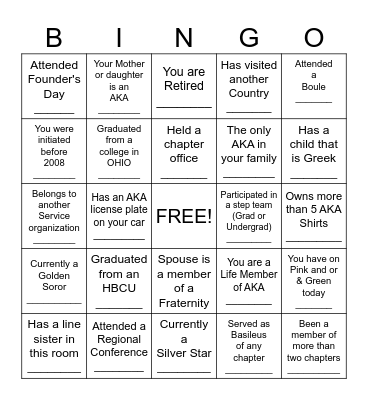 Yell out Bingo after you get 8 signatures Bingo Card