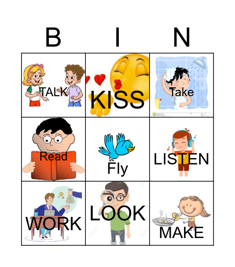 Verbs Bingo Card