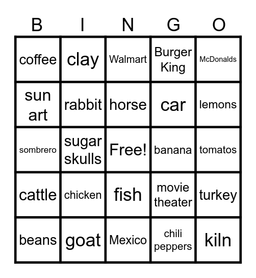 Metepec-Inspired Bingo Card