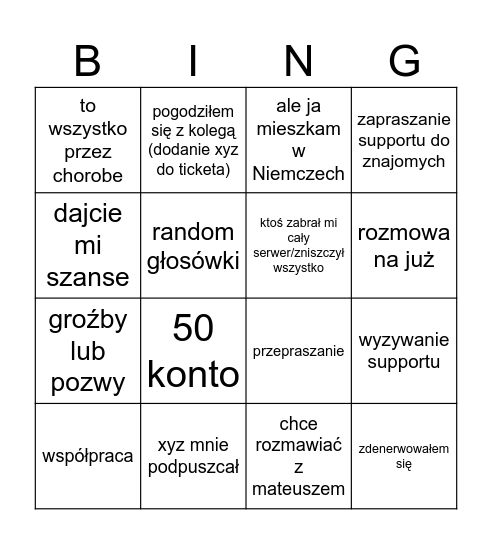 Idol Bingo Card