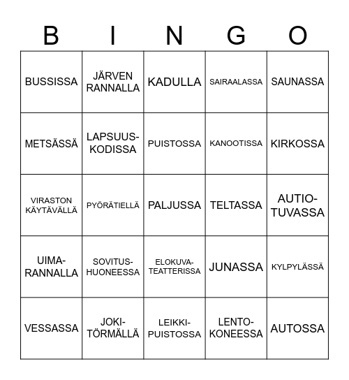 Suikkibingo 2024 Bingo Card