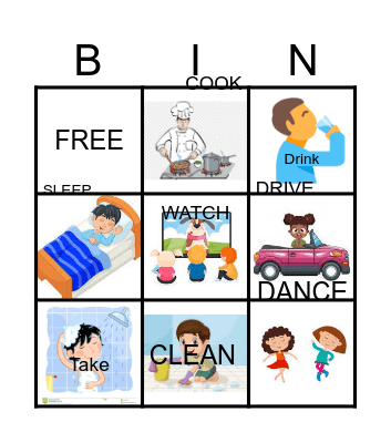 Verbs Bingo Card