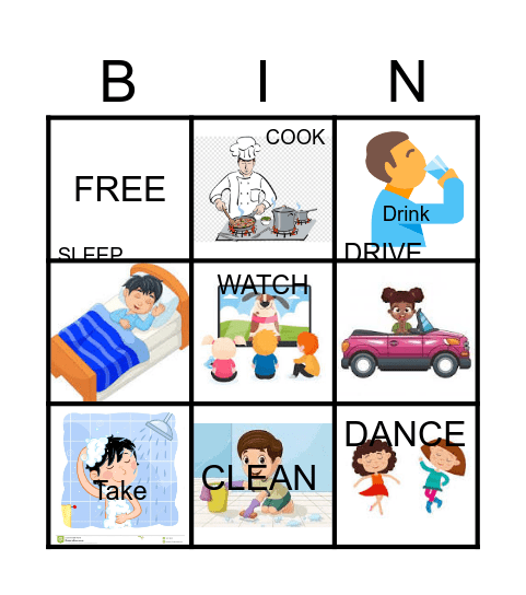 Verbs Bingo Card