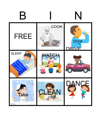 Verbs Bingo Card