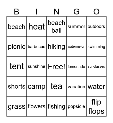 Summer Fun! Bingo Card