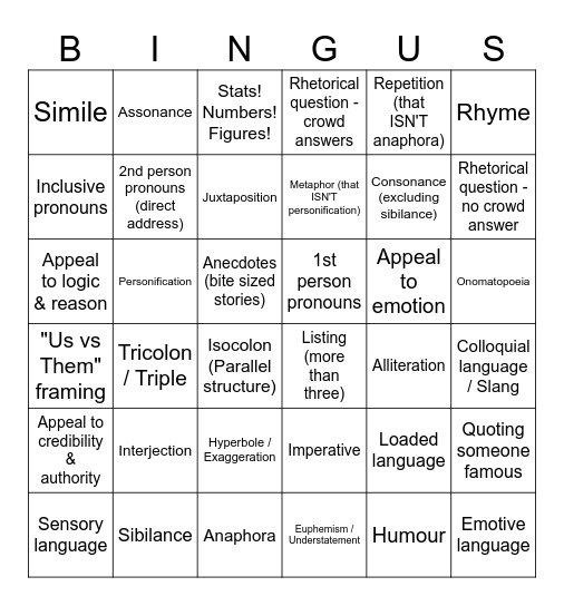 BING THE SEQUEL Bingo Card