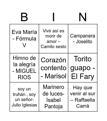 BINGO MUSICAL Bingo Card