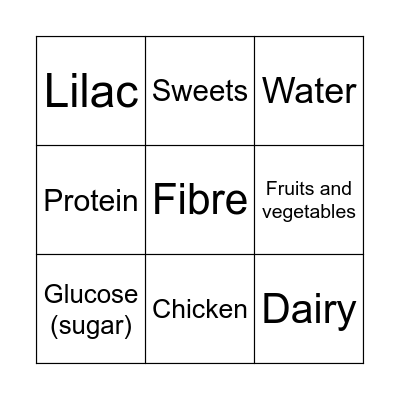 Nutrients Bingo Card