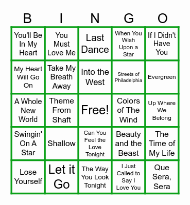 MUSIC BINGO at the Ann Arbor Eagles! Bingo Card