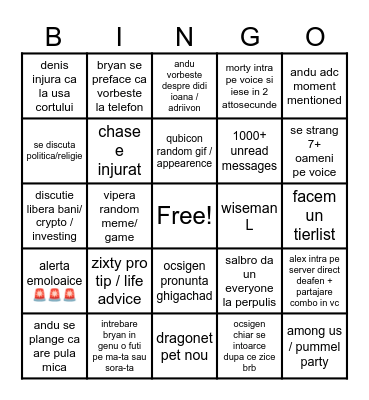 Obregia Bingo Card