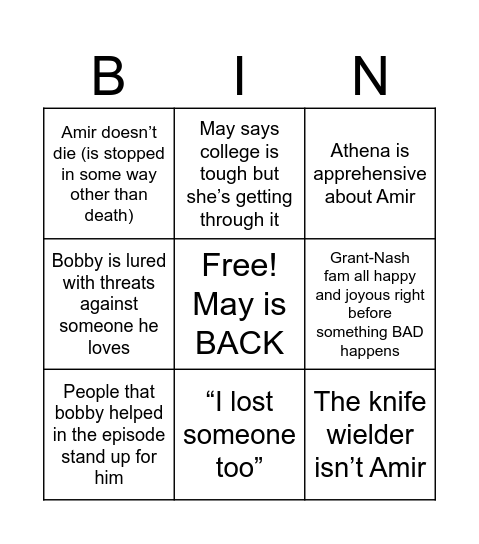 708 Bingo Card