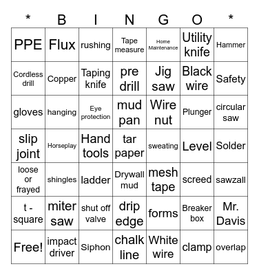 Shop Bingo Card
