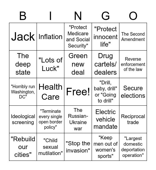 2024 Presidential Election Bingo Card