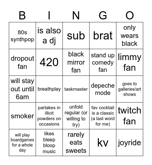 kaygo Bingo Card