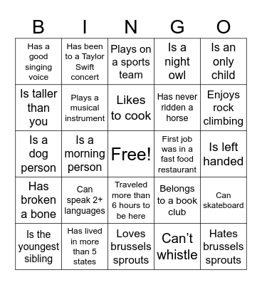 Find someone who.. Bingo Card