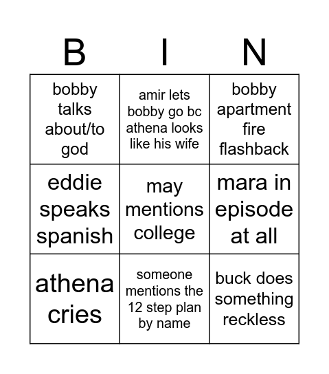 911 time Bingo Card