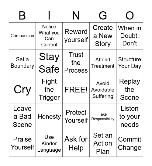 Seeking Safety Bingo Card