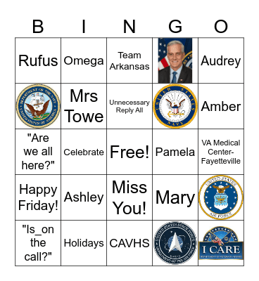 Team Arkansas Bingo Card