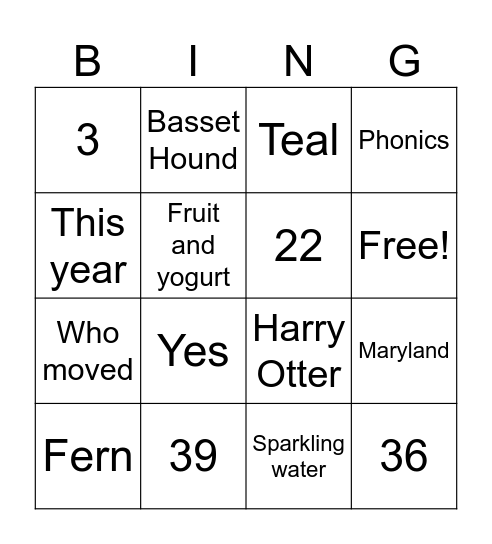 BIRTHDAY BINGO Card