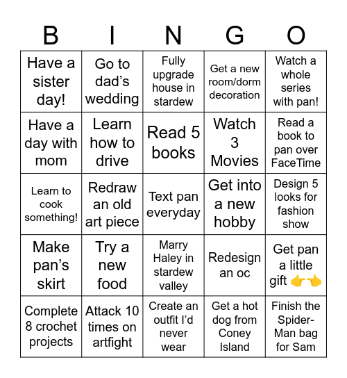Summer BINGO!!! <3 Bingo Card