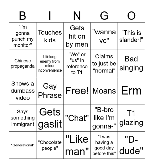 Michael Bingo Card