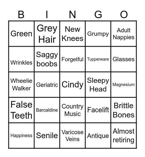Happy 60th Birthday Cindy! Bingo Card