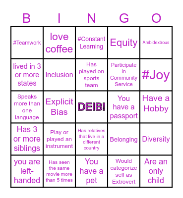 DEIB Day 2024 BINGO Card