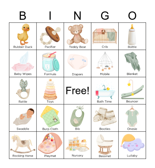 baby shower Bingo Card