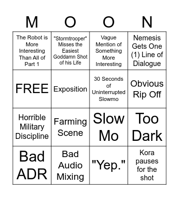 Bad Movie Bingo Card
