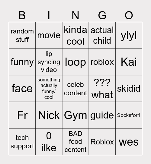 youtube shorts bingo Card