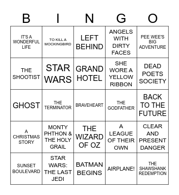 Movie Bingo - CARD C Bingo Card