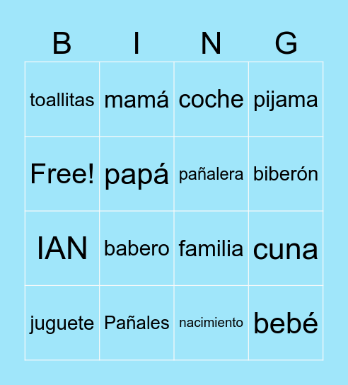 BABY SHOWER Bingo Card