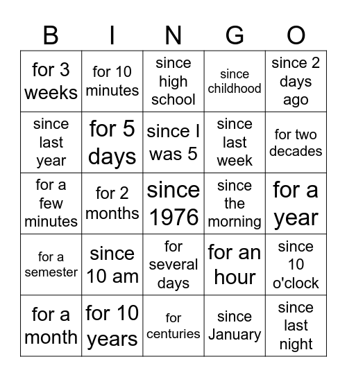 JP's Bingo Card