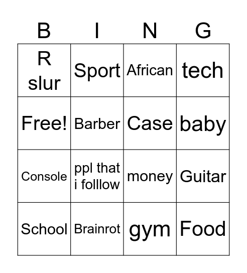 insta Bingo Card