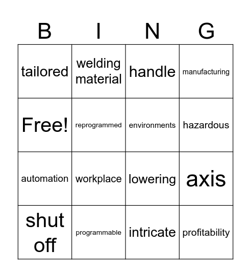 Application in the industry Bingo Card