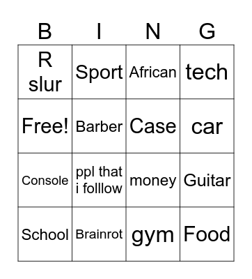 insta Bingo Card