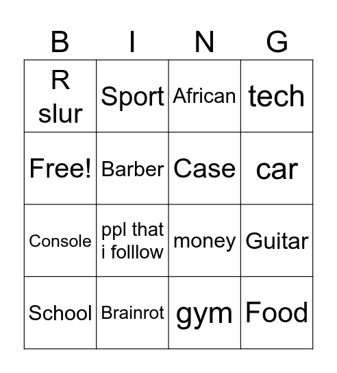 insta Bingo Card