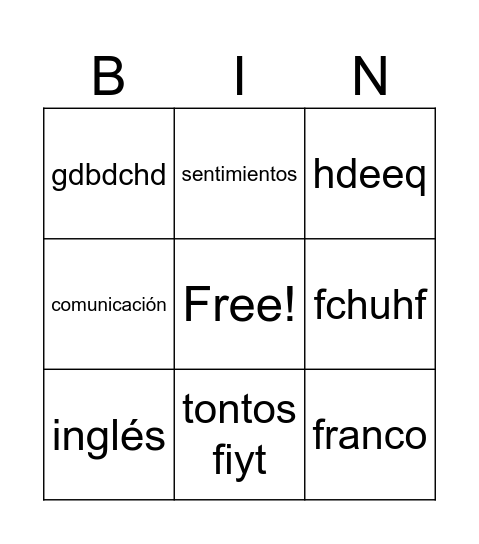 Lenguajes Bingo Card