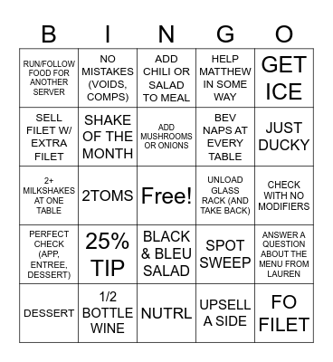SERVER BINGO Card