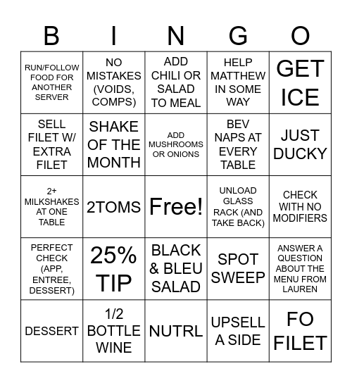 SERVER BINGO Card